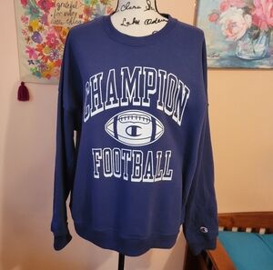 Champion Navy Blue Graphic Football Sweatshirt, Soft & Cozy, 2XL, EUC